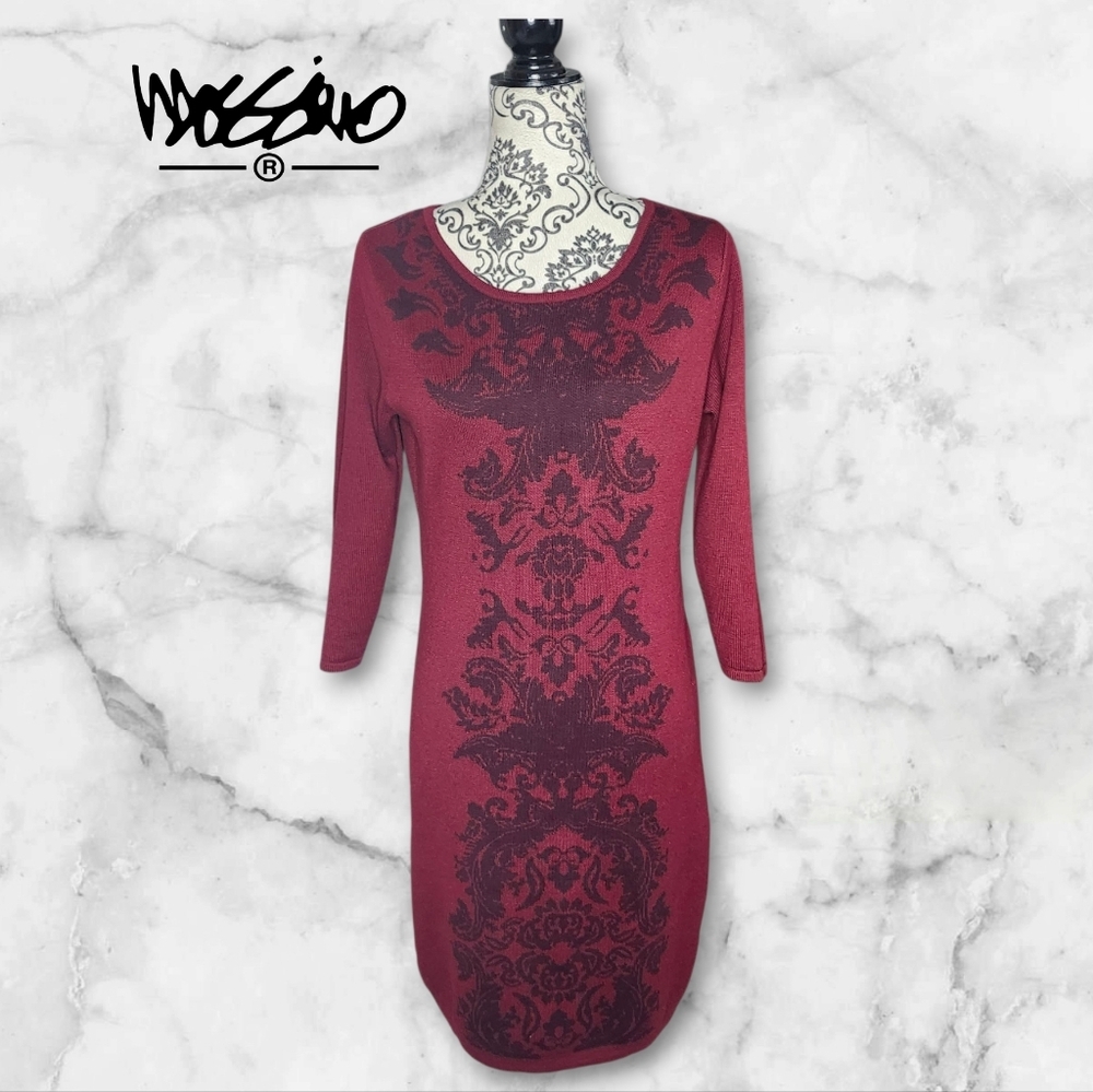 MOSSIMO Burgundy Dress with Black Design - Small